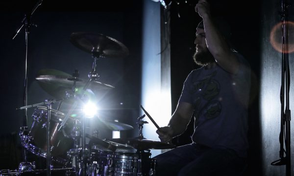 Jesse Vallee playing drums live